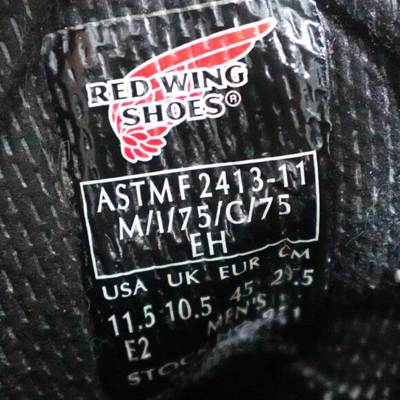 Red Wing Boots Mens Size 11.5 Black‎ Leather Work Steel Toe Vibram Sole EH ASTM - Picture 9 of 10